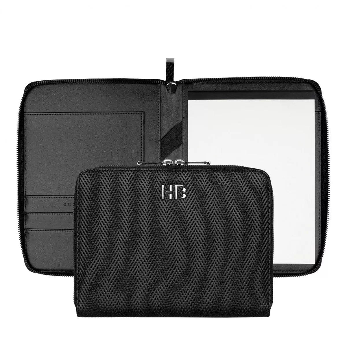 Hugo Boss - Carpeta Cremallera A5 Herringbone Negra En Oferta Hugo Boss - Carpeta Cremallera A5 Herringbone Negra Barato