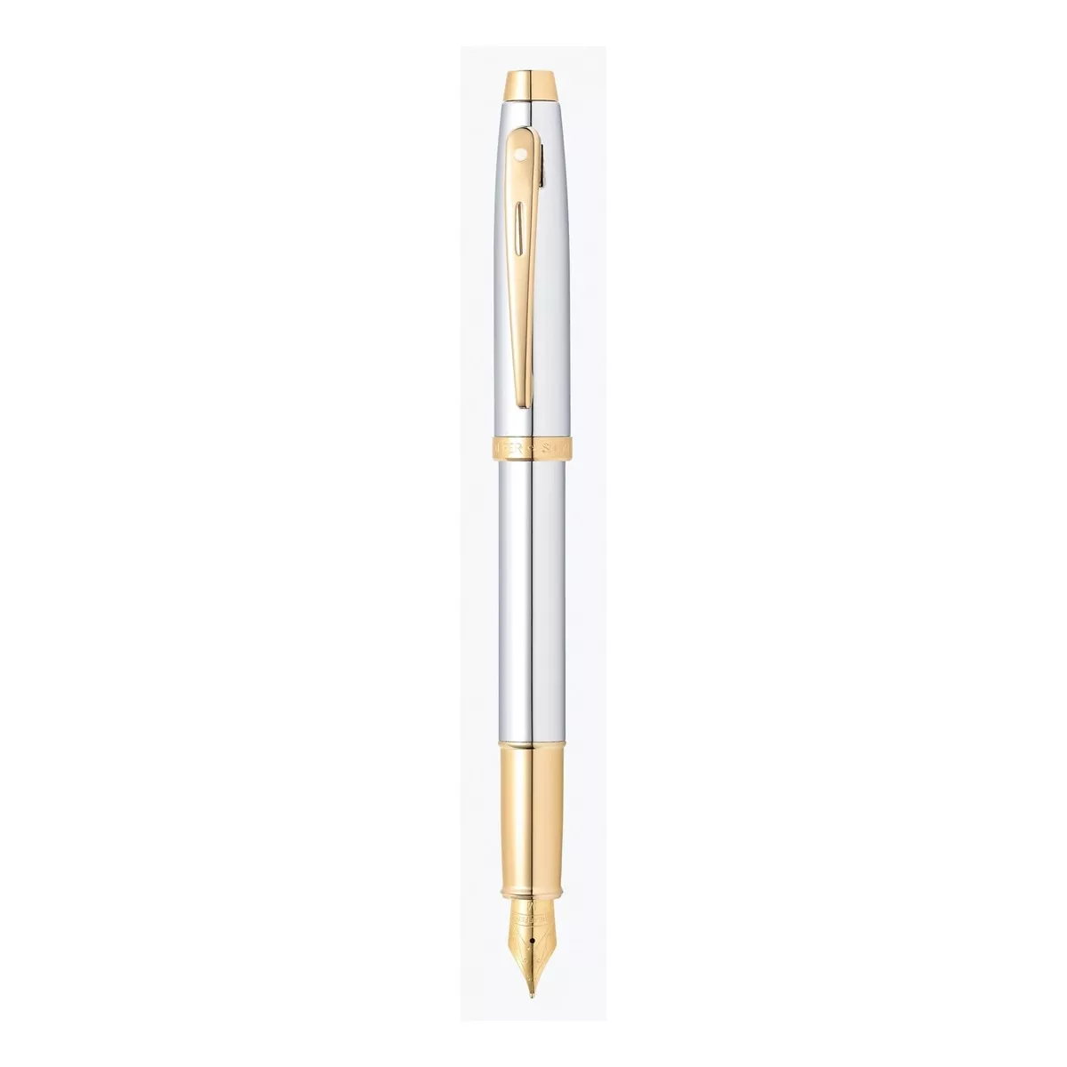Sheaffer - Pluma Estilográfica 100 Con Acabado De Cromo Brillante Con Detalles Dorados En Oferta Sheaffer - Pluma Estilográfica 100 Con Acabado De Cromo Brillante Con Detalles Dorados Barato